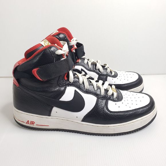 red black and white high top air force ones
